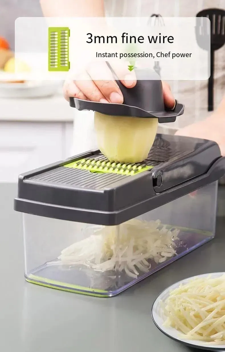 Cortador de vegetais multifuncional, ferramenta de cozinha 5 em 1, picador de alimentos para tomate, cenoura, queijo, cebola, fatiador portátil, ralador