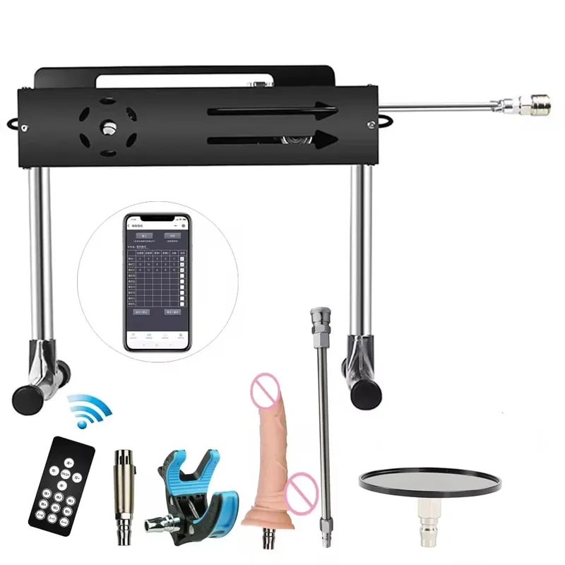 200W 超強行程 1-15 公分自動自慰機附假陽具配件支援三個控制器性愛機器