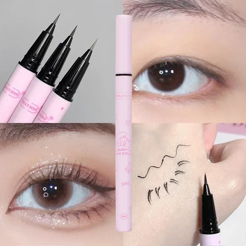 Delineador líquido preto, maquiagem para os olhos, super à prova d'água, de longa duração, fácil de usar, caneta de bicho da seda, ferramentas de cosméticos de maquiagem