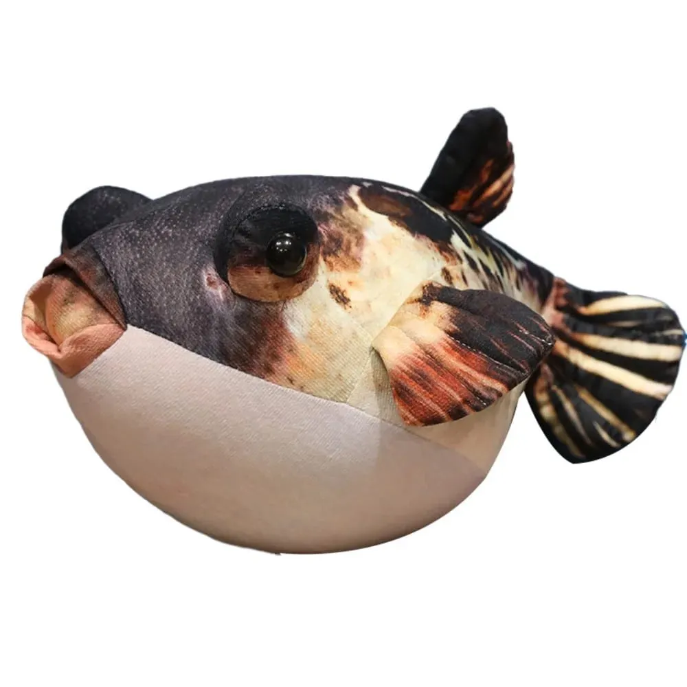 Animais de pelúcia simulação puffer peixe volta almofada sofá decorativo puffer peixe pingente dormir 20cm