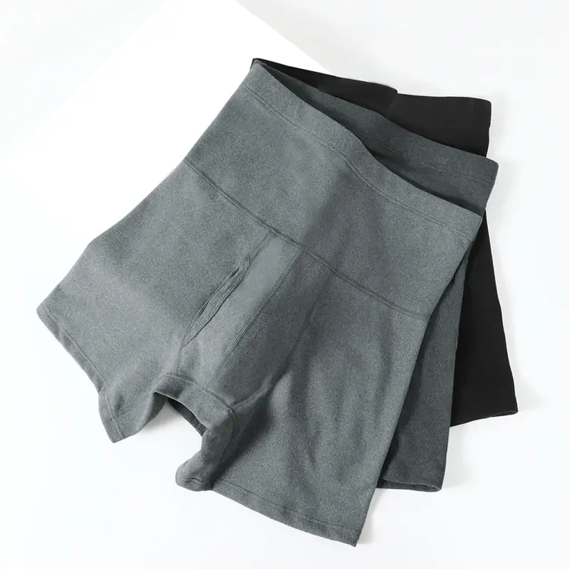 Men's High Waisted Belly-Control Underwear Plus Fat Plus Size Anti-Wear Leg Waist Protection Warm Fleece-Lined Thickeneded Sport