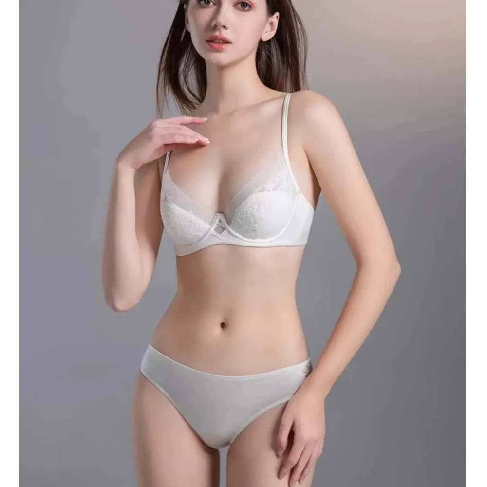 Kit íntimo de renda vermelha festiva de noiva com arame macio, copo fino, conjunto de lingerie de suporte para busto pequeno 32-38, roupa íntima feminina