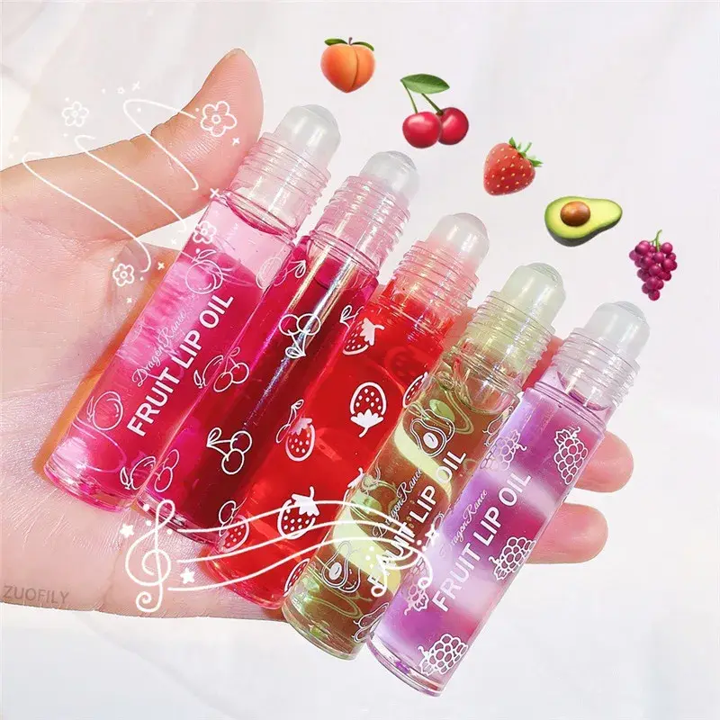 Fruit Lip Gloss Transparent Lip Oil Moisturizing Reducing Lip Lines Nourishes Lips Waterproof Long-lasting Liquid Lips Cosmetics