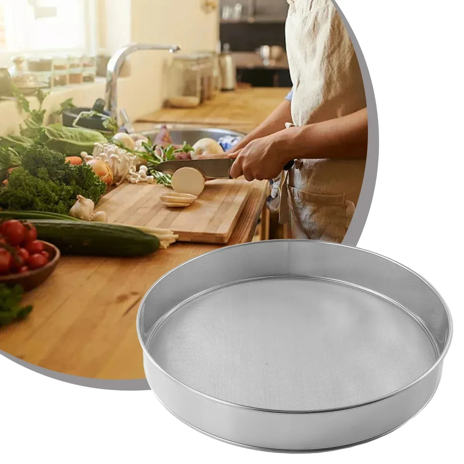 Stainless Steel Flour Sieve 40 Mesh Filter 15/20/25/30CM Kitchen Mesh Flour Sifter Flour Sieve Sifters Shakers Mesh Baking Tools