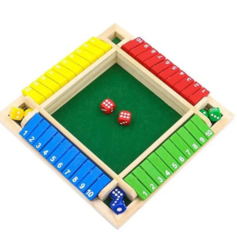 Deluxe quatro lados 10 números fechar a caixa jogo de tabuleiro conjunto de dados de brinquedo festa clube jogos de beber para famílias adultas