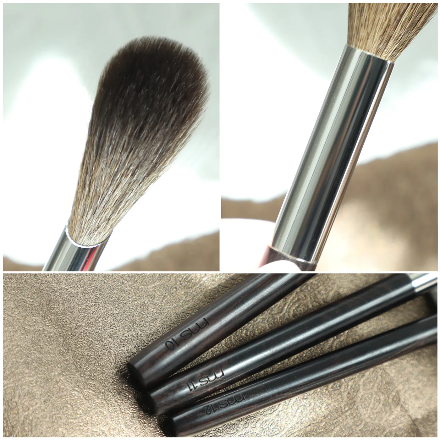 Pincel de maquiagem artesanal profissional, 1 peça, blush, iluminador, macio, saikoho, cabelo de cabra, cabo de madeira de ébano, pincéis de maquiagem