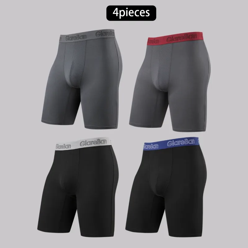 4 Pieces Mixed Colors Quick-Dry Long Leg Boxer Briefs Underpants Underwear For Home And Sports Hight Quality Male Panties Pants