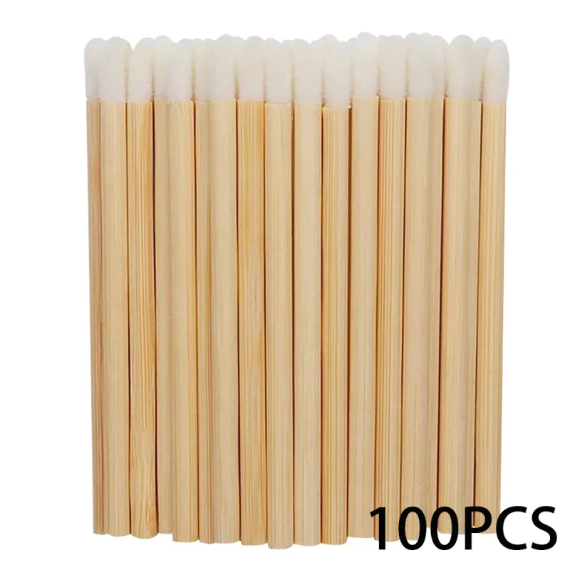 50/100 pçs escovas de bambu batom lidar com escovas de lábios acessórios de extensão labial glosswands aplicador ferramenta de maquiagem para cílios