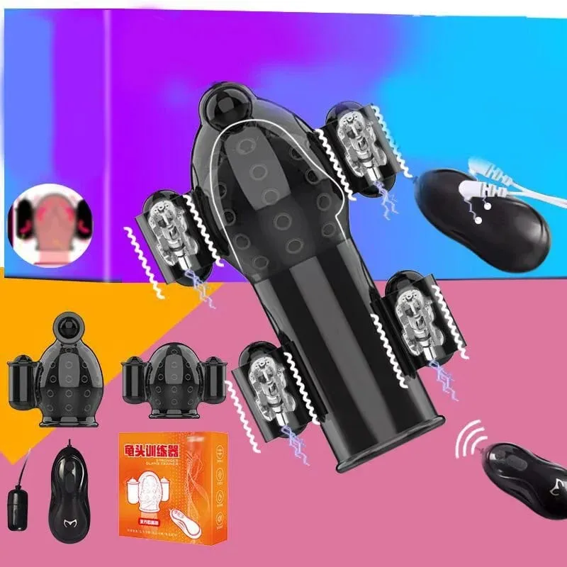 Vibrating Penis Extender Vibrator Glans Stimulator Exercise Delay Sleeve Male Masturbator Bullet Vibrator Adult Sex Toys for Men