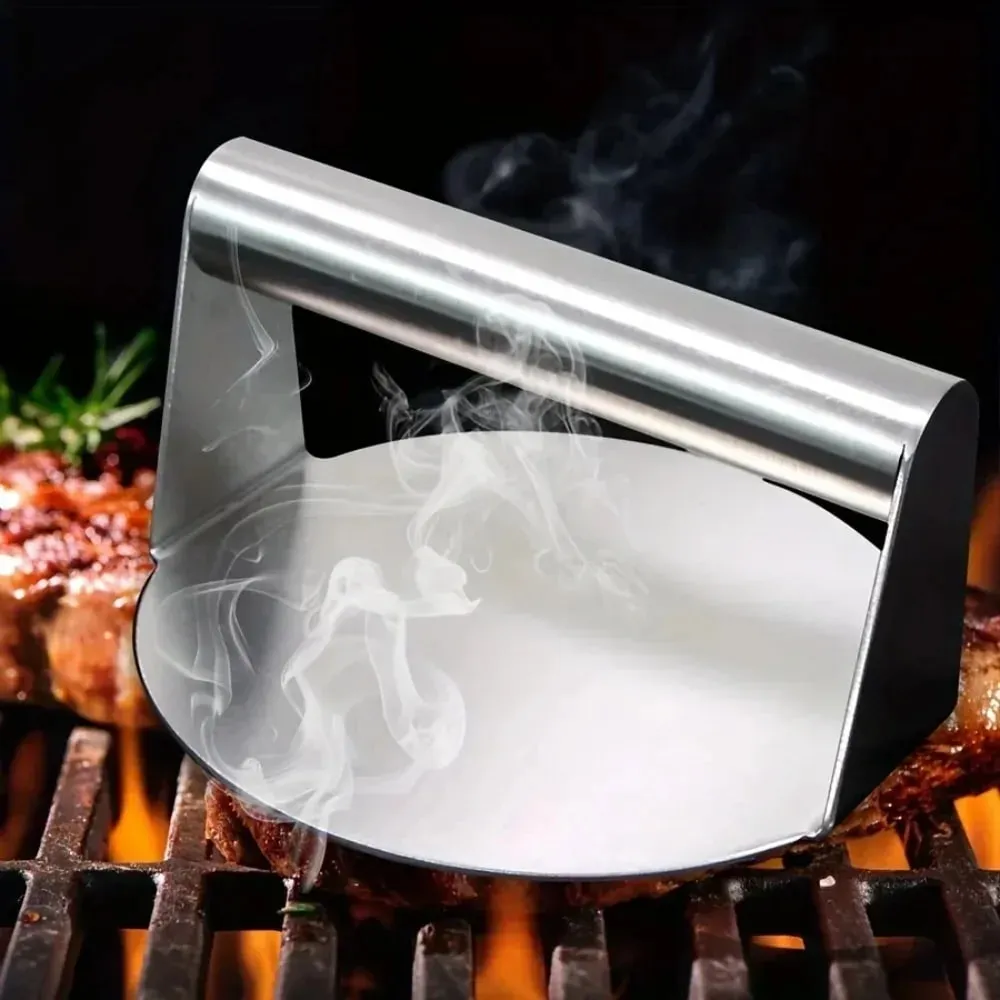 Nova prensa de hambúrguer Smash em aço inoxidável | Fabricante de patty resistente e molde smasher para cozinha de grelhar churrasco (antiaderente) — image 2