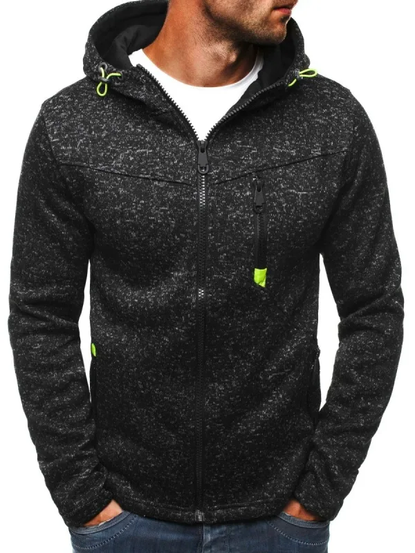 Moletom com capuz masculino com bolsos laterais com zíper de lã fina cor sólida agasalho casual diário com capuz ao ar livre mangas compridas