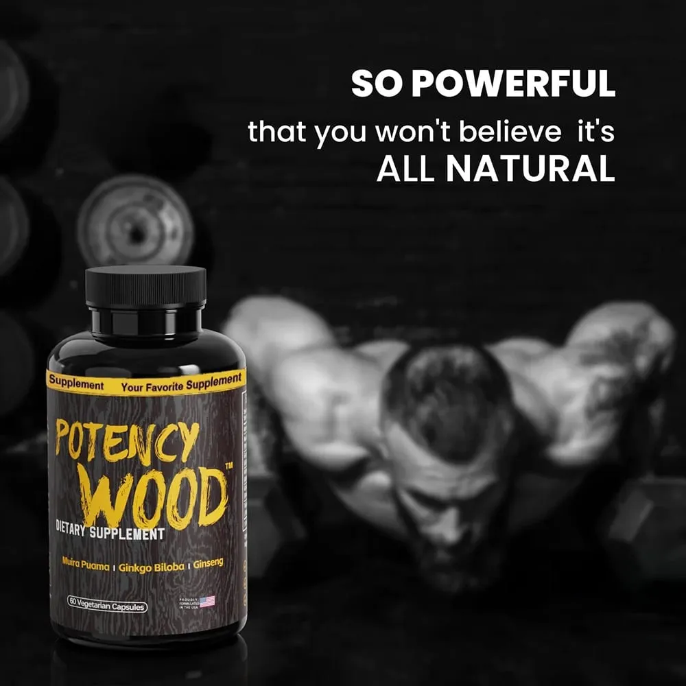 Cápsulas Potency Wood Vitality Boost - Suplemento Energy Libido Focus - Ginseng Ashwagandha Herbal Supplements 60 Cápsulas