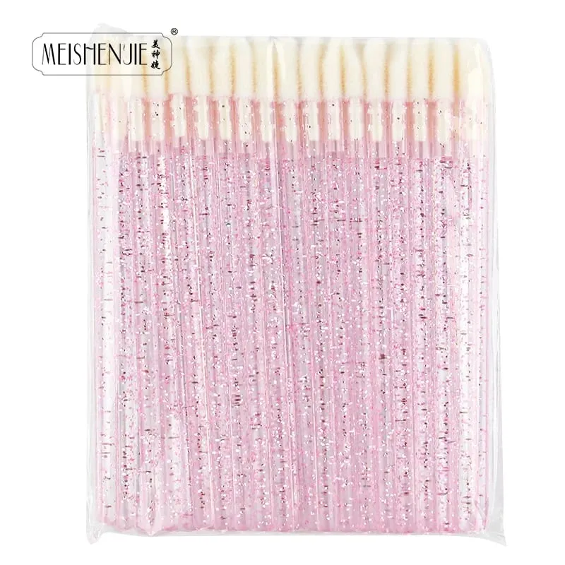 50 pçs escova de lábio cristal cílios extensão escovas rímel aplicador batom varinhas conjunto feminino pincéis de maquiagem ferramentas