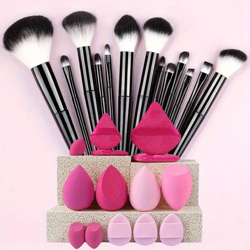 Pincéis de maquiagem 8-29pcs kit de maquiagem profissional feminino cosméticos pincel de pó macio sombra fundação conjunto completo ferramenta de beleza de viagem