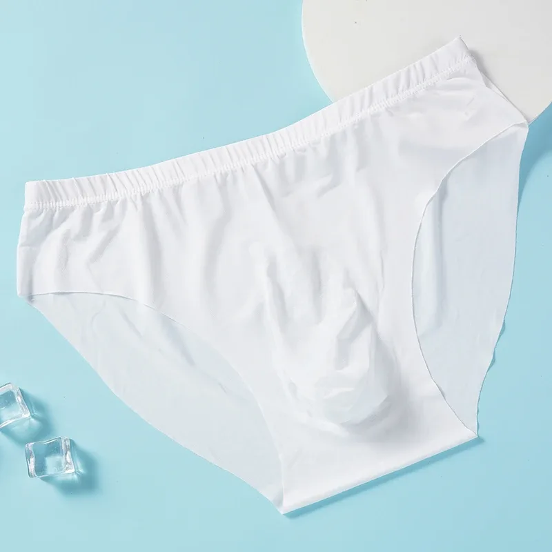 4pcs Men's Ice Silk Briefs Summer Transparent Seamless Sexy Quick-drying Trendy Breathable Underwear Ultra-thin Panties