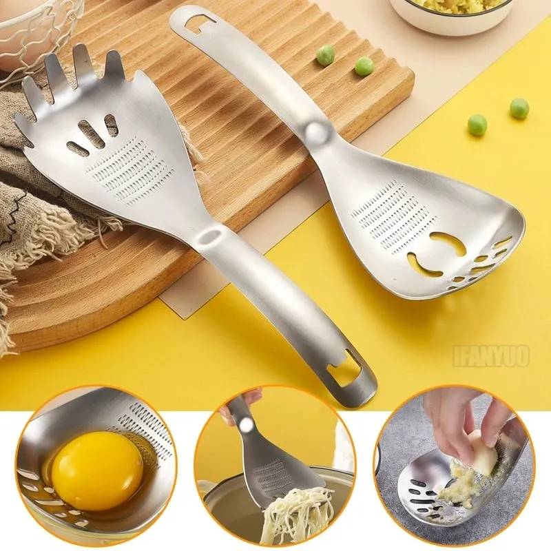 Colher multifuncional de aço inoxidável, ralador de gengibre, alho, gengibre, versátil, cozinha, triturador de gengibre para picar vegetais