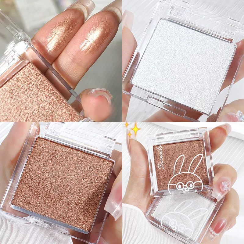 Paleta de iluminador facial branco puro fosco, monocromático, sombra de jade perolada, iluminador natural, maquiagem de contorno