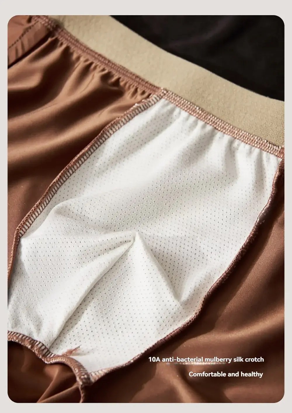 3PCS/Pack Luxury Solid Satin-like Boxer Man Cool 10A Antibacterial Silk U-shape Pouch Men's Panties High Elastic Wais Underpants