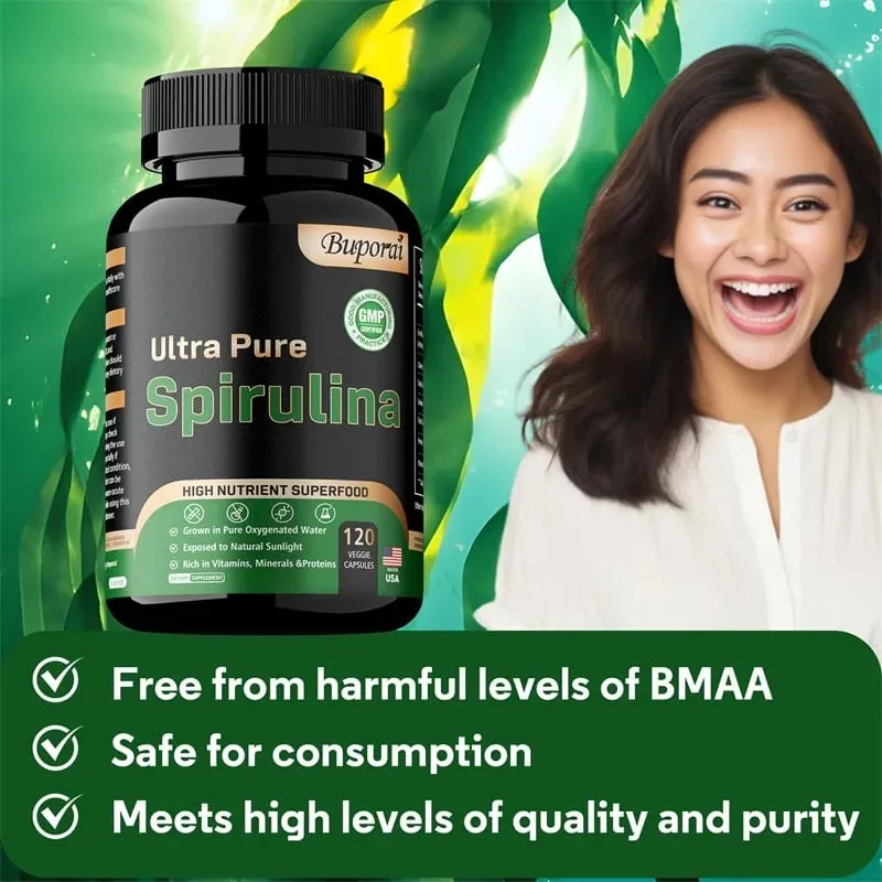 Spirulina orgânica - antioxidante cardiovascular do sistema imunológico de desintoxicação melhora a saúde digestiva