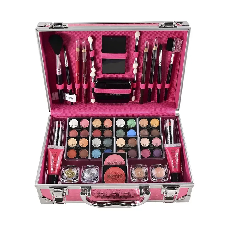 56 pçs kit de maquiagem profissional conjunto de maquiagem com caso de maquiagem feriado beleza presente conjunto starter cosméticos kits completos para mulher