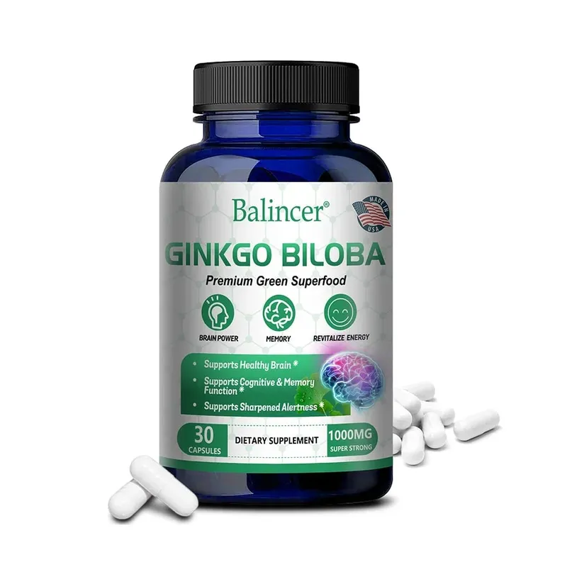 Força Extra de Ginkgo Biloba 1000 mg por porção - apoia a função cerebral e a memória 120 cápsulas vegetarianas