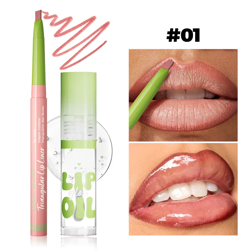 2 pçs delineador labial gloss conjunto 2 em 1 batom suave lábios contorno kit de maquiagem fosco lipliner para mulheres plumping óleo combinação cosméticos