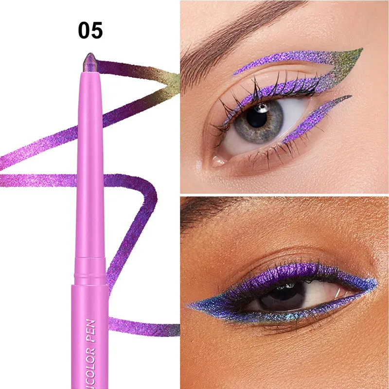 Sombra que muda de cor, delineador multicromado à prova d'água, longa duração, creme suave, forro em gel, maquiagem para os olhos, glitter, sombra