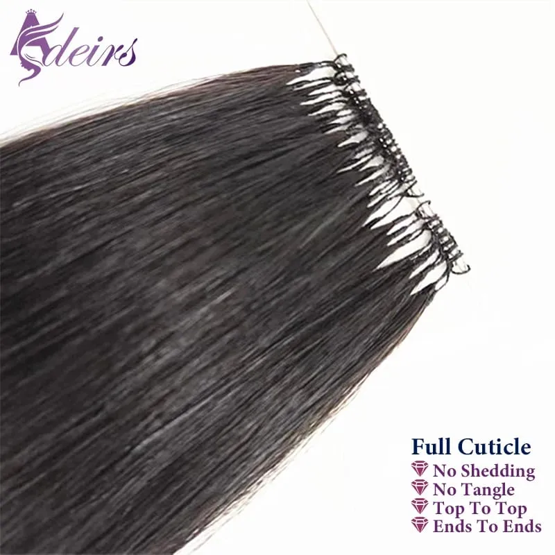 New Double-line Feather Hair Extensions Natural Real Human Hair Microring Hair Extensions Brown Blonde Color Straight — image 5