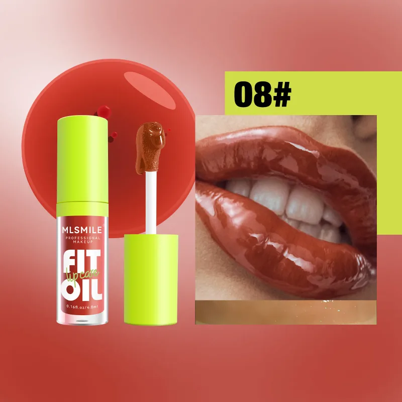 Óleo brilhante para cuidados com os lábios, 8 tons disponíveis, hidrata e suaviza os lábios, criando uma aparência labial rechonchuda e orvalhada, confortável para usar o dia todo