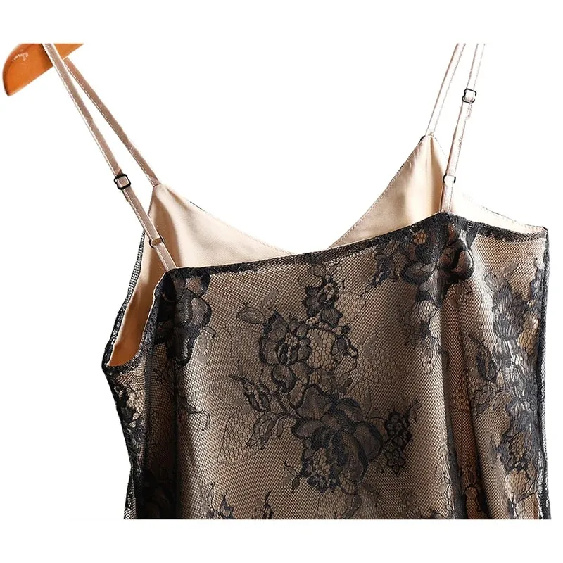 Sexy renda espaguete cinta superior feminino halter v pescoço básico cami sem mangas cetim de seda regata verão camisola plus size