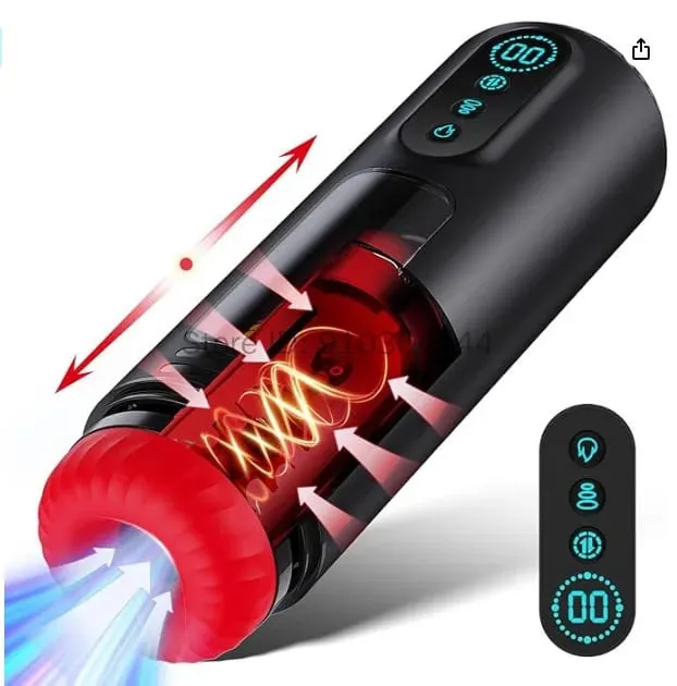 Sucção telescópica automática aquecimento masturbador masculino realista pênis bomba bolso buceta 9 máquina de sexo vibratório brinquedos sexuais para homem