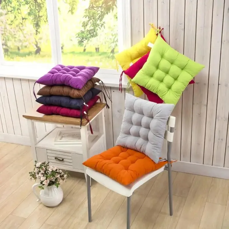 Soft Thick Padded Square Seat Cushion With Cute Cartoon Prints Fixed Ties For Home Office Indoor Outdoor Use Polyester Resilient