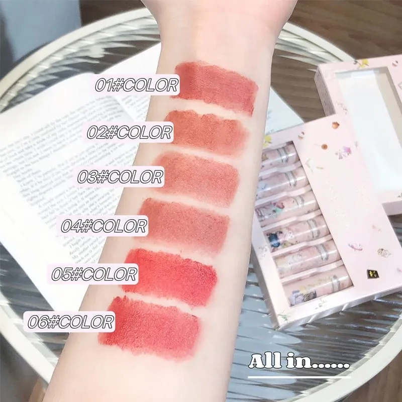 Matte Liquid Lipstick Makeup Set Sexy Red Tint For Lips Long Lasting Lipgloss Waterproof Lip Mud Cosmetics Kits 6 Colors