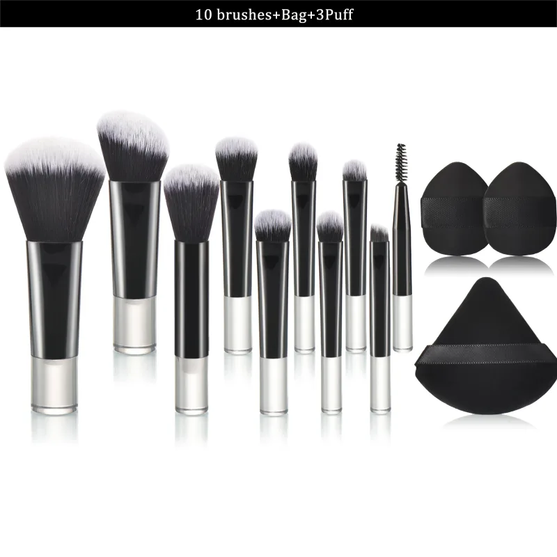 10 Pink Mini Makeup Brush Travel Portable Makeup Tool Makeup Puff - Palm Brush Professional Makeup Tool Set