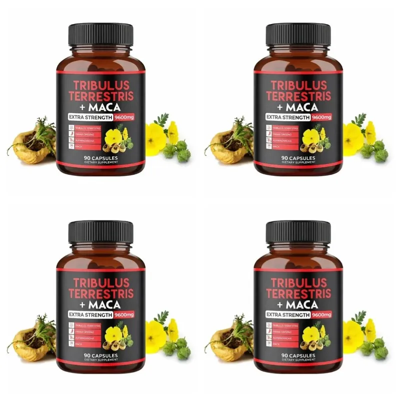 Suplemento de Tribulus Terrestris + Extrato de Raiz de Maca Apoia a Vitalidade Energética Saúde Natural de Ervas Não-OGM 90 Cápsulas Veganas