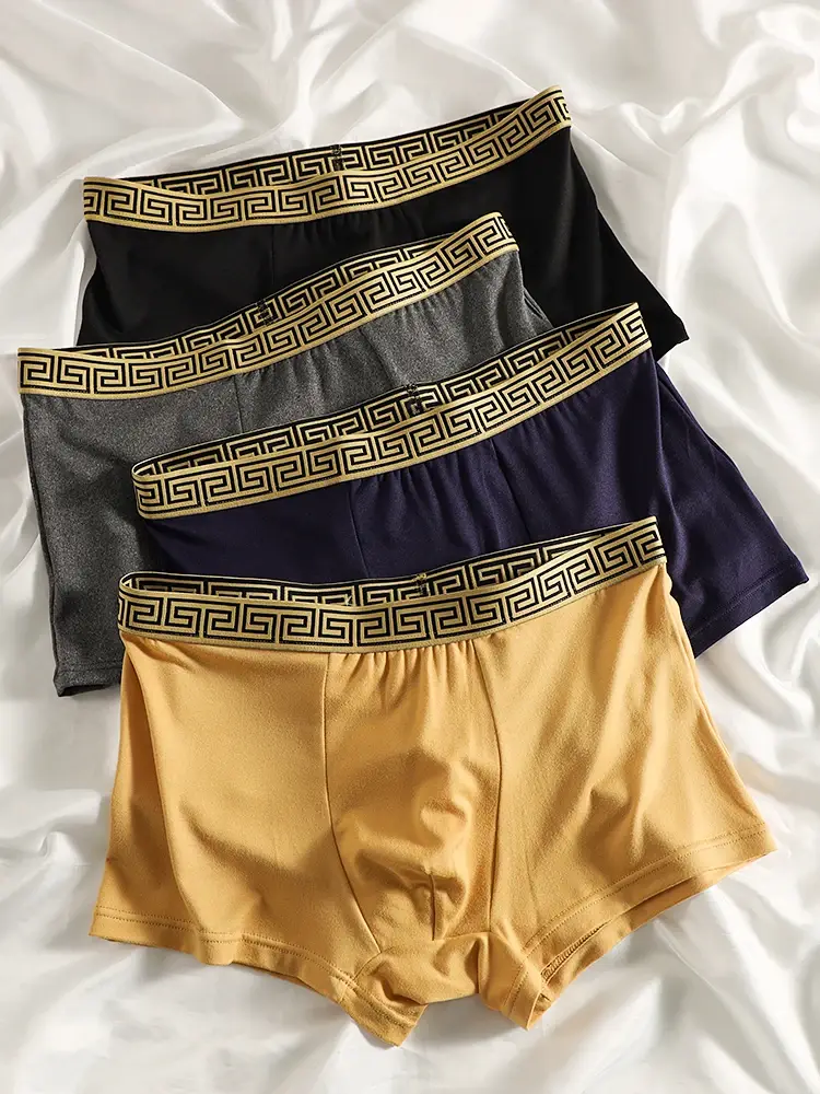 4 peças de roupa íntima masculina leve e luxuosa da moda: quatro combinações de cores, roupa íntima masculina com design de cinto confortável, elástico e exclusivo