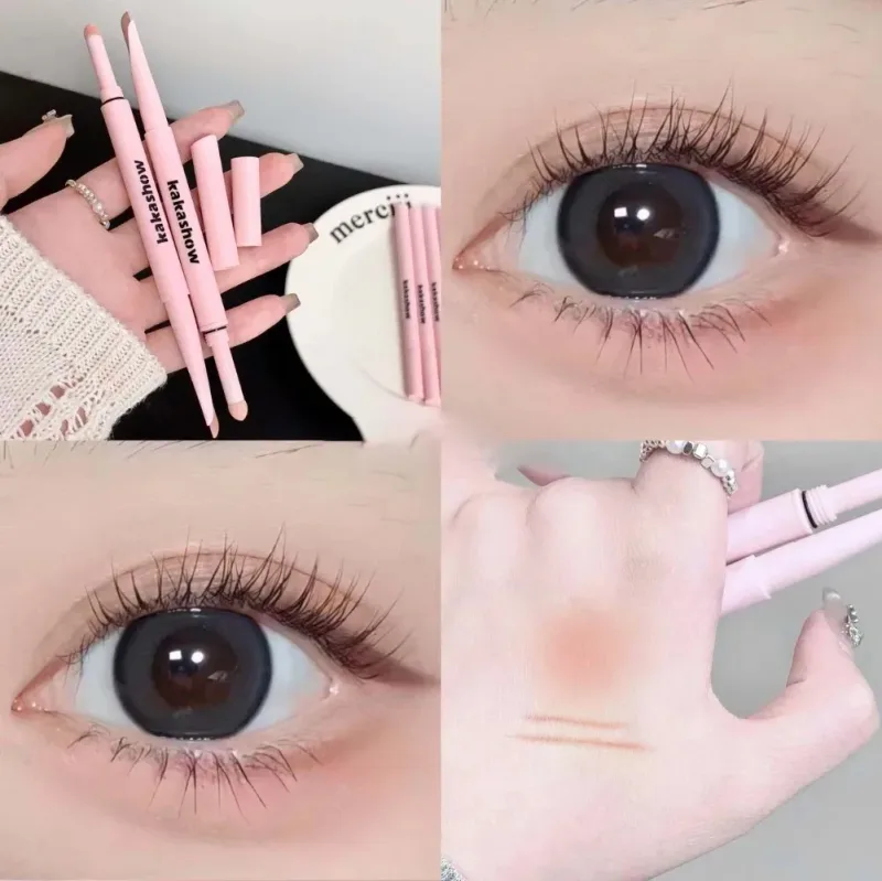 Caneta aegyosal fosca com glitter de extremidade dupla, destaque e sombra, maquiagem para os olhos, delineador em gel para bicho da seda