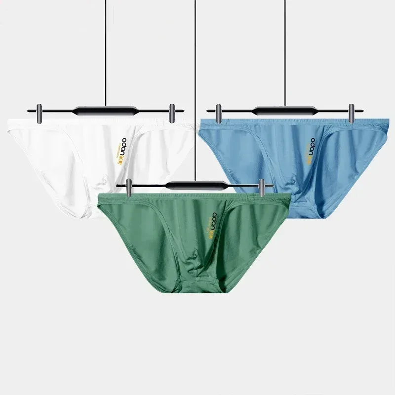 Cuecas modais masculinas de cintura baixa, sexy, cor sólida, simples, triângulo, roupa íntima, esportes, respirável, confortável, calcinha masculina