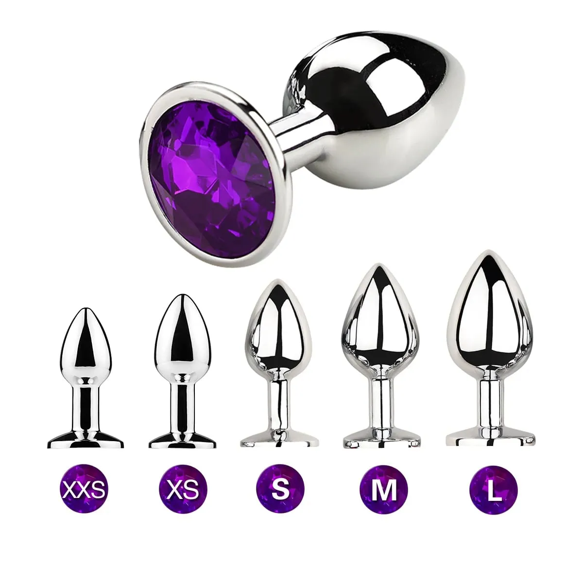 Plugue anal de metal com base de gema, plugue anal de 5 tamanhos para iniciantes e especialistas, massagem em ponto g, casais femininos/masculinos, brinquedos sexuais adultos