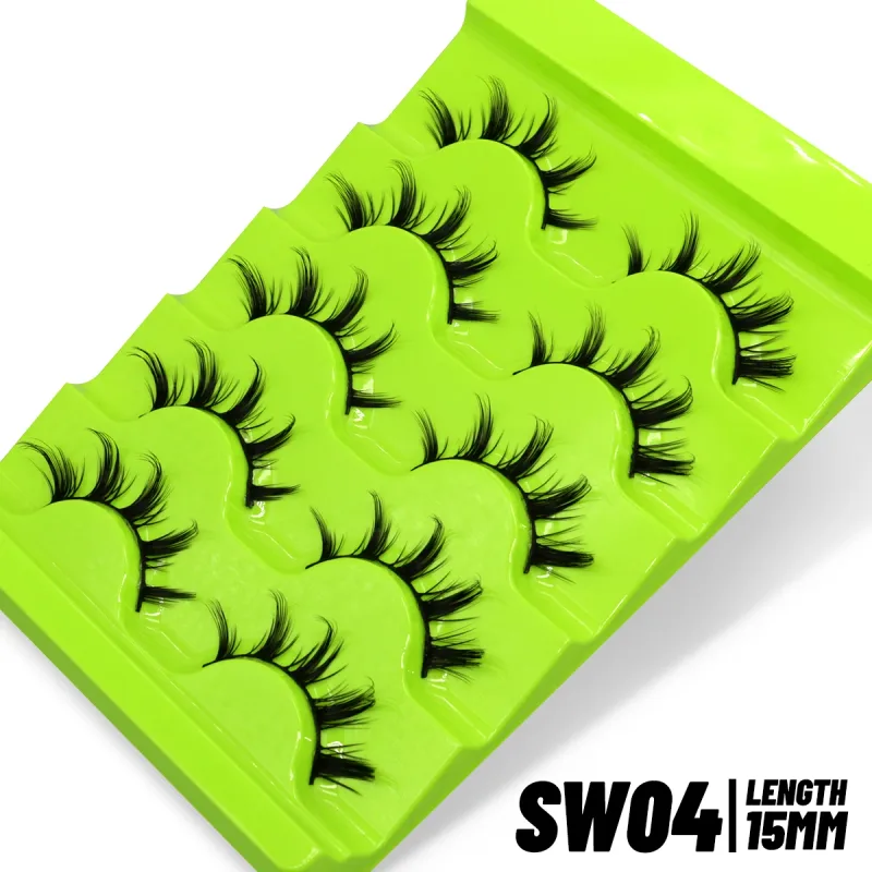 Cat eye Lashes 5/6 pairs Clear Band Lashes Natural Look 6D Wispy Eyelashes False Lashes Eyelashs Extension