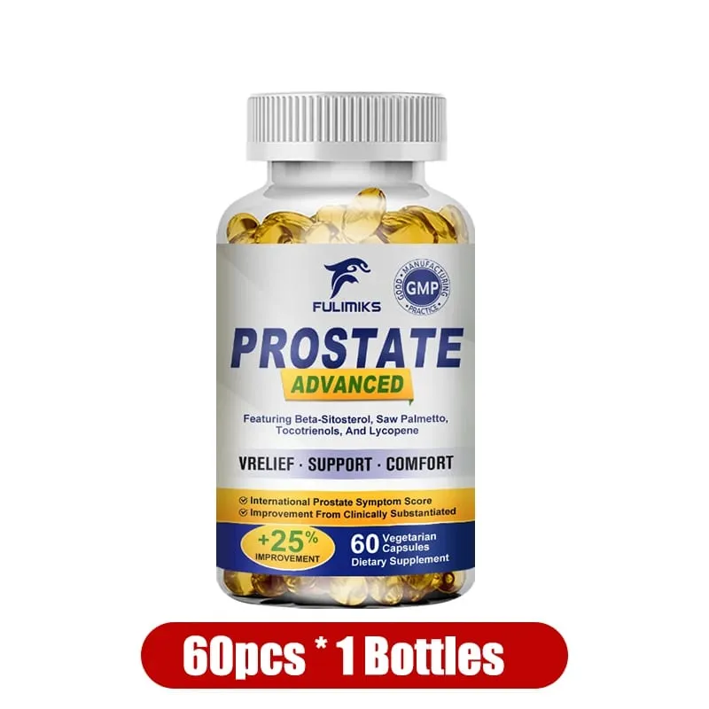 Cápsulas de próstata premium com Saw Palmetto e beta-sitosterol apoiam o fluxo urinário, saúde e conforto da próstata, aliviam a bexiga