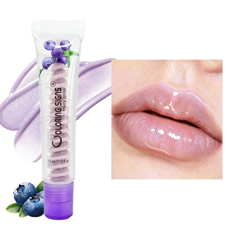 Fruity Lip Gloss Strawberry Blueberry Shiny Lip Oil Moisturizing Plumping Shimmer Lip Makeup Hydrating LipstickFor Girls