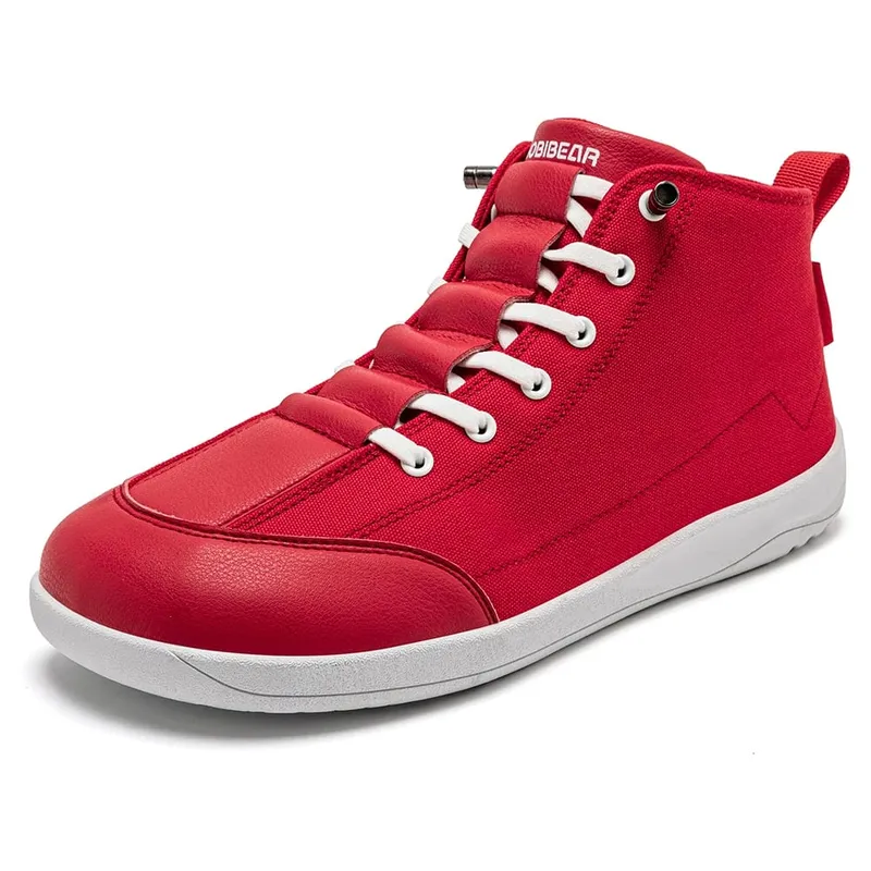 Botas de lona de cano médio unissex descalço sapatos minimalistas de largura larga tênis de corrida para trilha zero drop