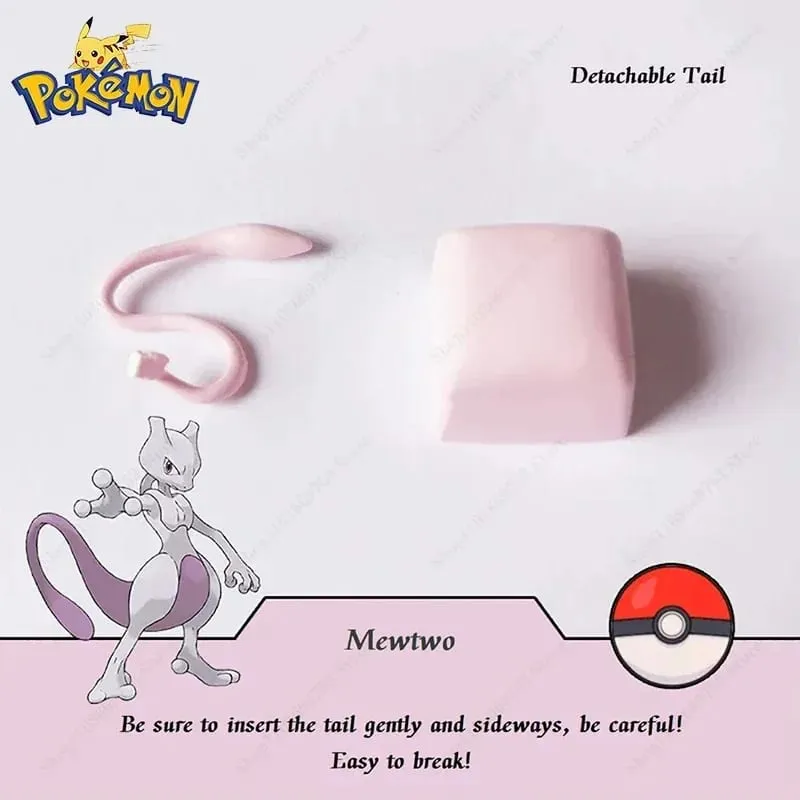 Pokemon Anime Cute Tail Keycaps Pikachu Gengar Eevee Keyboard Cap for Cross Shaft Mechanical Keyboard 3D Resin Keycaps Best Gift