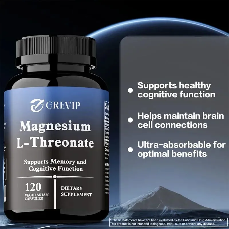 Magnesium L-Threonate Supplement – Promotes Brain Health and Enhances Memory Boosts Nerve Energy Sleep Support Cognition