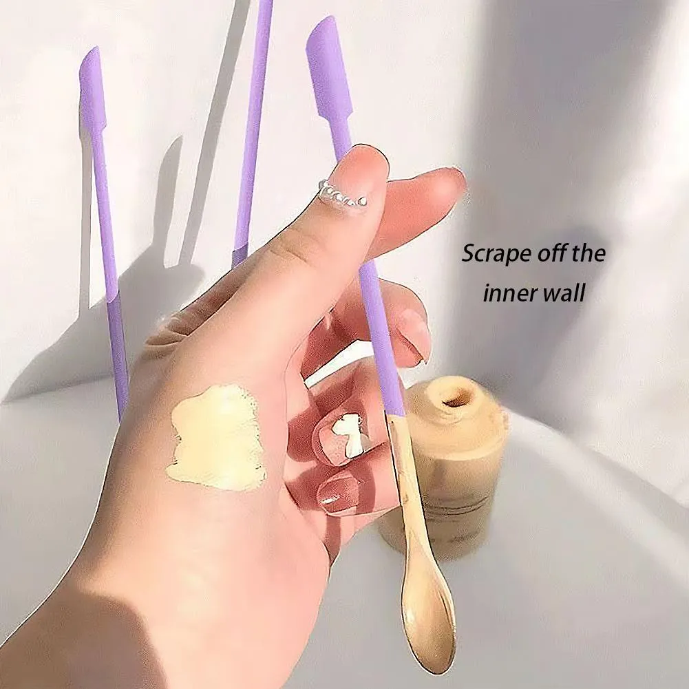 3 pçs portátil mini raspador de silicone macio alongado máscara facial escova dupla cabeça jam raspagem colheres pincéis de maquiagem conjunto