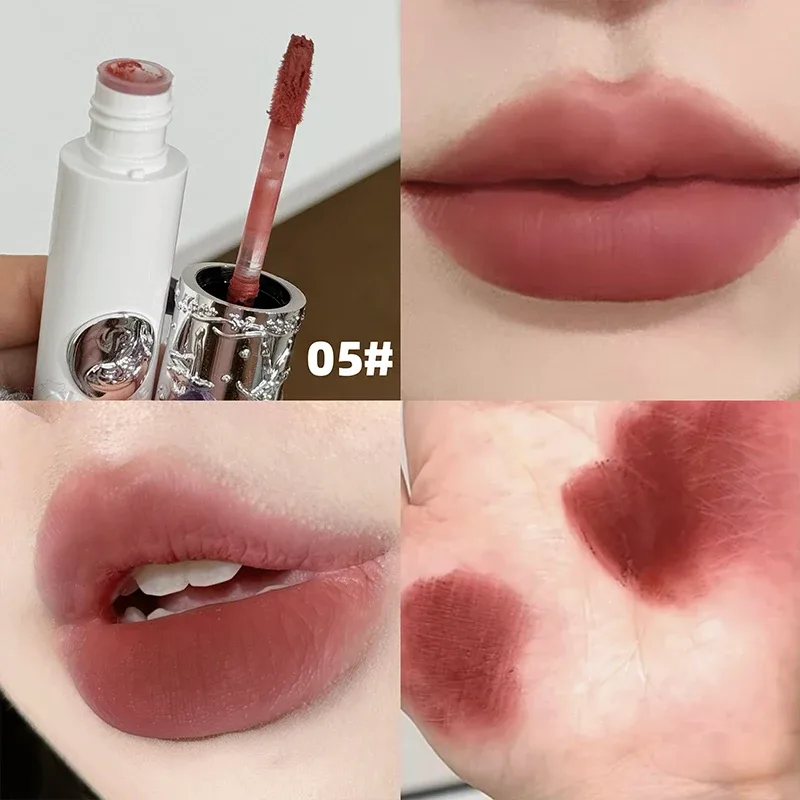 Batom líquido nude fosco hidratante gloss labial duradouro lama macia sedosa mancha labial maquiagem natural 6 cores mancha labial