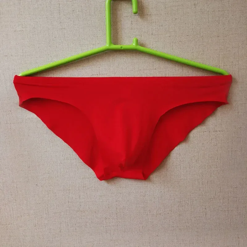 Sensação livre de seda gelo sem costura cuecas masculinas sólidas cuecas ultra-finas masculinas sem costura cintura baixa roupa interior macia
