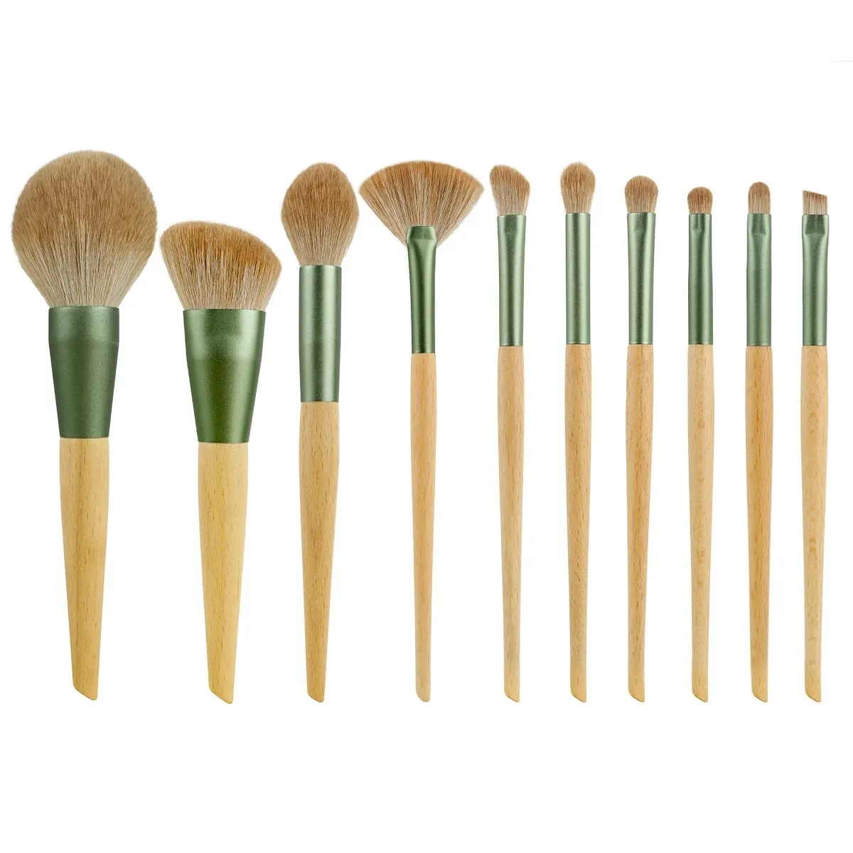10 Pcs Makeup Brushes Set Contour Brush Nose Brush Eyeshadow Brush Powder Dispersal Brush Pointed Wood Handle Cosmetic Tools