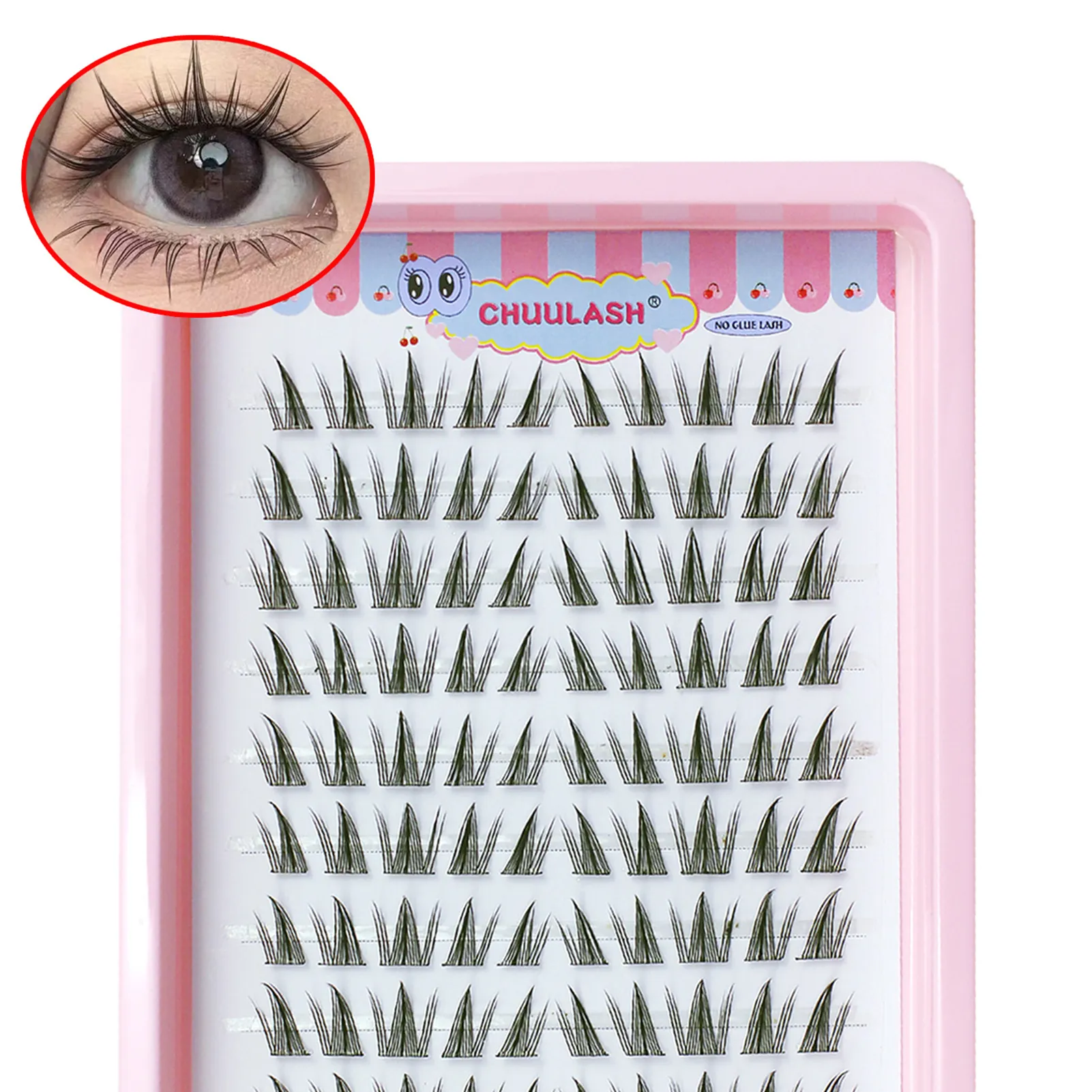 10 linhas olho de gato único cluster cílios postiços natural cosplay maquiagem cílios postiços auto-adesivo natural extensão de chicote fino